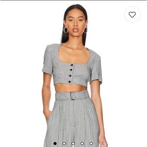 House of Harlow 1960 Crop Top in Black Houndstooths